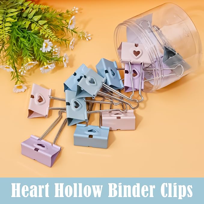 BAYTORY 12Pcs Pastel Binder Clips, 2 Inch (51 mm) Extra Large Binder Clips | with Clear Storage Container, Paper Clamps for School Teachers Office Supplies (51mm)