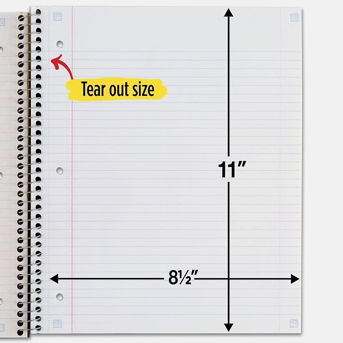 Five Star Spiral Notebook + Study App, 3 Subject, College Ruled Paper, 8-1/2" x 11", 150 Sheets, Fights Ink Bleed, Water Resistant Cover, Amethyst Purple (38746)