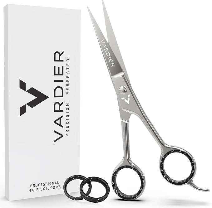 6.5” Hair Cutting Scissors – Professional Stainless Steel Barber Shears with Micro-Serrated Blades, No-Slip Precision Cut – Gift-Boxed with Leather Pouch for Salon & Home (Matter Silver)