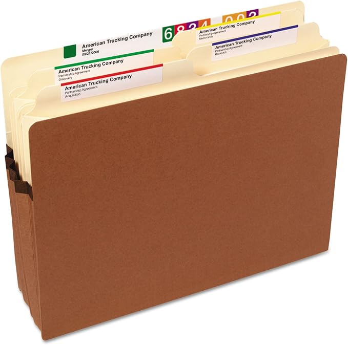 Smead File Pocket, Straight-Cut Tab, 3-1/2" Expansion, Letter Size, Redrope, 25 per Box (73224)