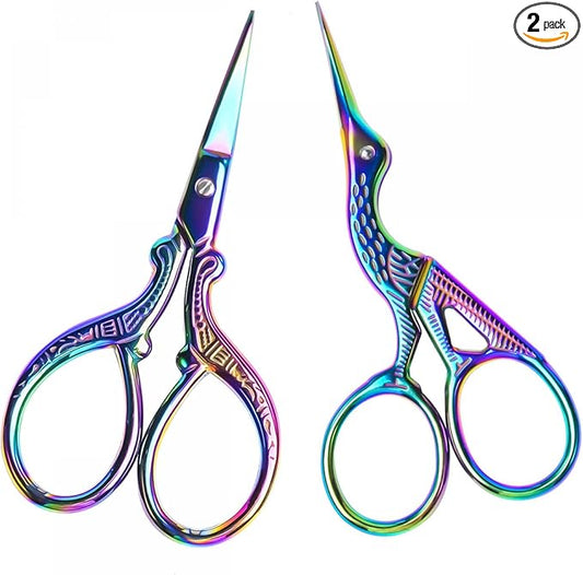 AQUEENLY Embroidery Scissors 2 Pcs Small Sewing Scissors Sharp Stainless Steel 3.6 Inches for Artwork, Crochet, Needlework, Threading