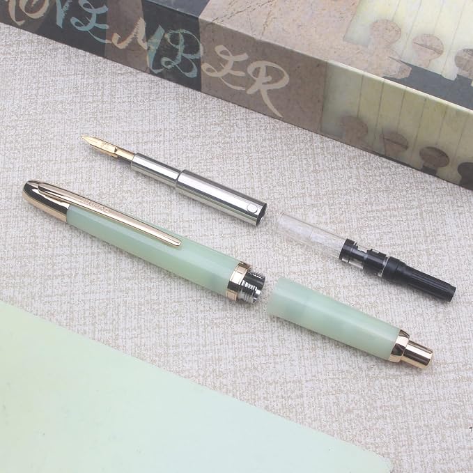 JINHAO 20 Celestial Jade Gold Clip Resin Press Fountain Pen EF Ink Pen With Converter Stationery School Supplies
