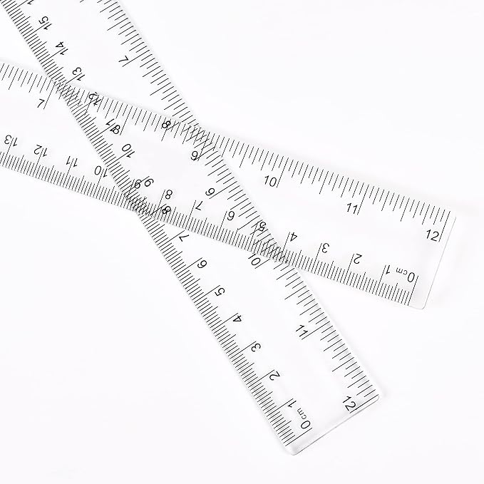 Unjoo Clear Plastic Ruler 12 Inch Straight Rulers, for School, Office, 2pcs | Shatterproof Rulers, with Inches and Centimeters, Easy-to-Read Markings, Plastic Drafting Measuring Ruler