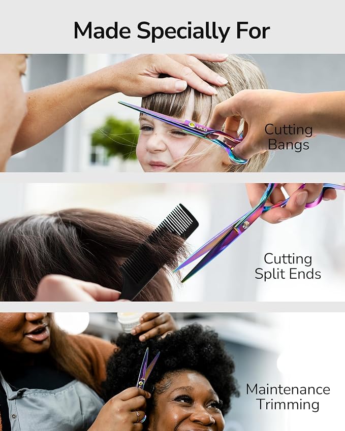 Hair Cutting Scissors, ULG Professional Hair Scissors 6.5” Rainbow | Right-Hand, Razor Edge Barber Shears, For Salon and Home Hair Cutting Shears, Japanese Stainless Steel, Hand Sharpened