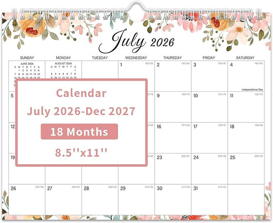 Comix 2026-2027 Wall Calendar, 18 Month Planner for Home Office Classroom | 120GSM Thick Paper, Large Lined Blocks, Ink Bleed Resistant, Reinforced Hanger, for Home Office Classroom Family Planning