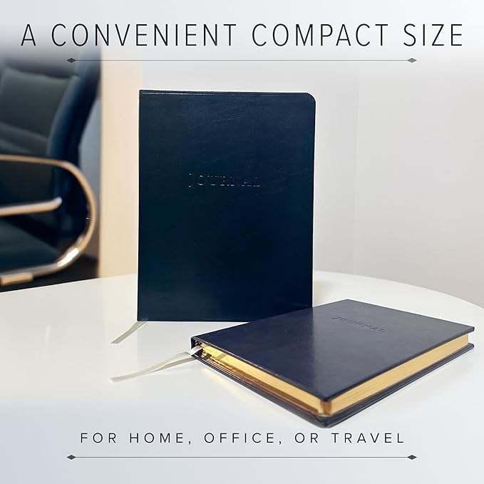 Gallery Leather Journal - Crafted in Maine, USA - Elegant Leather Writing Notebook with 192 Lined Pages - A Timeless Space for Your Thoughts - Acadia Navy - Air Force, 8x5.5, Desk Lined