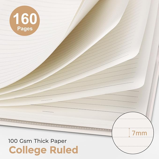 AHGXG Spiral Journal Notebook, 160 Lined Pages, A5 Size (5.7'' x 8.3'') | for Women, Journaling, Writing, Work & Office, Hardcover, 100 GSM Thick Paper (Wildflower Botanical)