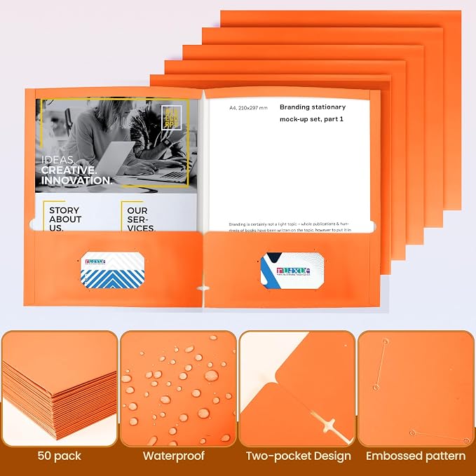 BIBRADAA® 10 Packs Folders with Pockets,Paper Folder Surface with Waterproofing,Letter Size,Holds 100 Plus Sheets,for School,Office,Business. (10, Multicolor Mixing)
