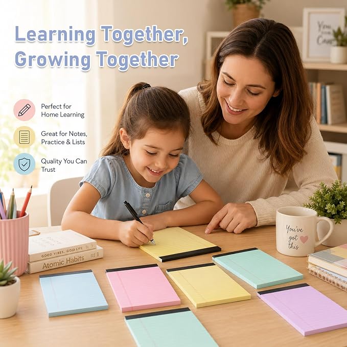gisgfim 12 PCS 4" x 6" Small Legal Pad College Ruled Lined Mini Legal Pad 80 GSM Muted Pastel Law Memo Pads 30 Sheets Memo & Scratch Pads for Home Office School Work Business To Do List Grocery List