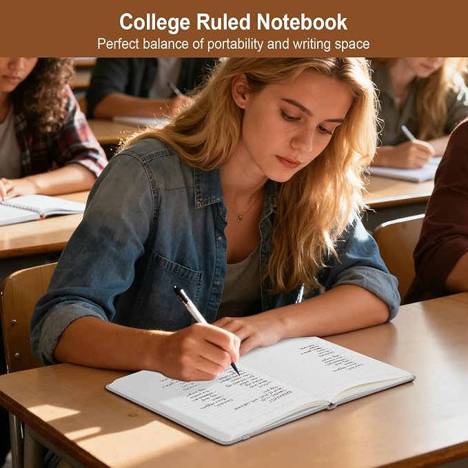 ViVin Lined Journal Notebooks for Professional Office Work,192 Pages,Medium 5.5 x 8.3 inch,College Ruled,A5 Hardcover Journaling Notebooks for Writing,8 Pack Bulk