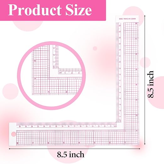 Plastic L-Square Ruler, 1 PCS 90 Degree Measure Tailor Ruler Clear Square Framing Fabric Sewing Measuring Supplies for Pattern Making