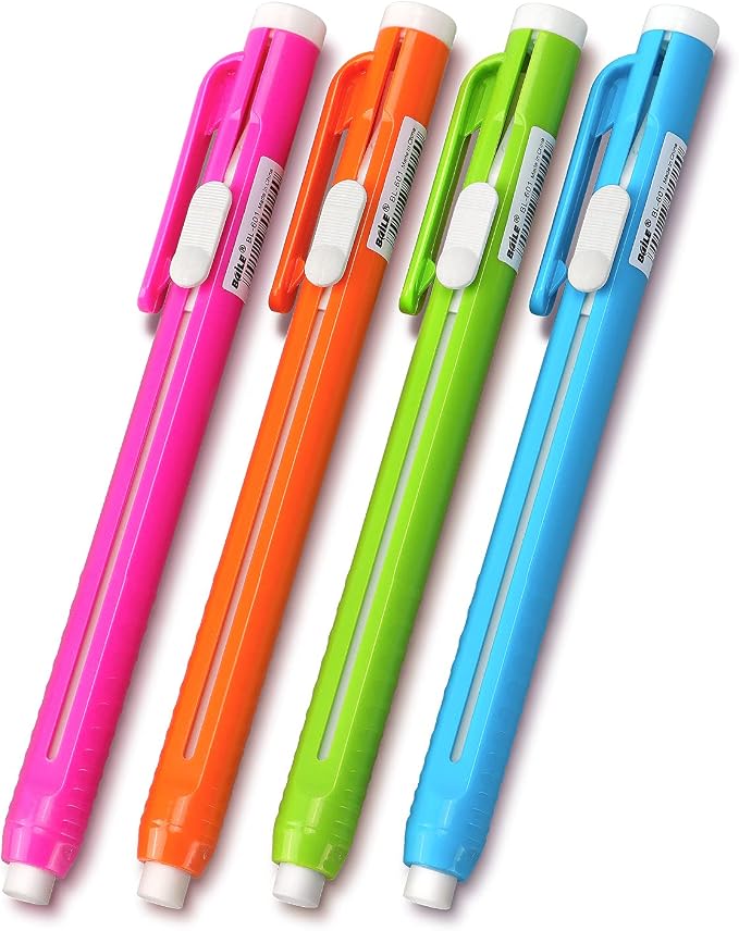 Retractable Mechanical Eraser Pen, Pen-Style Erasers, 4 Pack