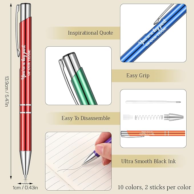Colarr 40 Pcs Appreciation Gifts Bulk Inspirational PU Leather Notebook Journal & Pen Set Thank You Gifts for Staff, Employees, Coworkers, Nurses(Vivid Colors,Team Sign)
