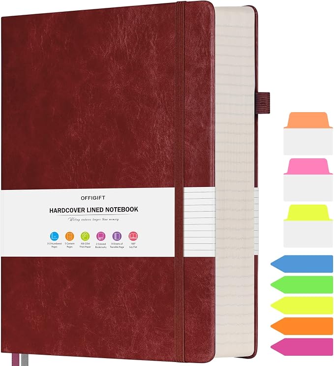 College Ruled Notebook B5, 312 Numbered Pages Diary, Lined Leather Journal | Extra-Thick with 2X Writing Space, 100gsm No Bleed Paper, Hardcover, Lay-Flat, for Work, School, Meeting Notes & Journaling