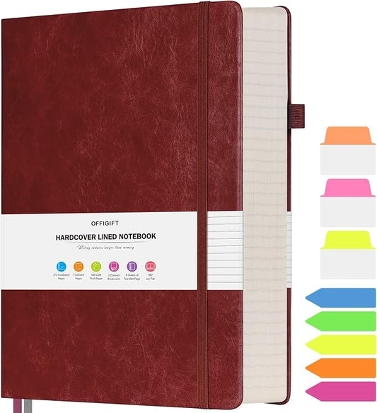 College Ruled Notebook B5, 312 Numbered Pages Diary, Lined Leather Journal | Extra-Thick with 2X Writing Space, 100gsm No Bleed Paper, Hardcover, Lay-Flat, for Work, School, Meeting Notes & Journaling