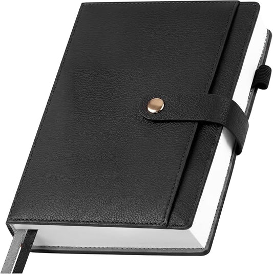 A5 Lined Journal Notebook for Women Men, Hardcover Journals for Writing, 320 Pages 100GSM Thick Paper, Daily Journal Notebook for Work, School, Note Taking, Business, Travel（Black）