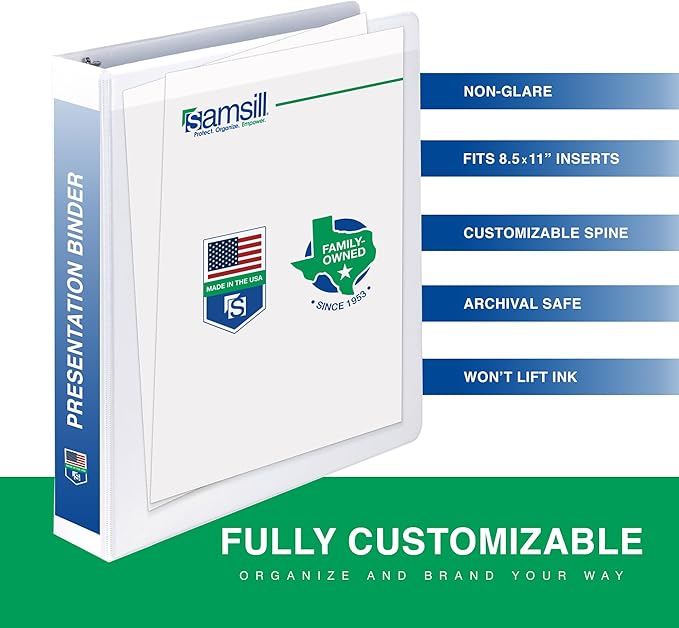 Samsill 2 Inch 3 Ring Binders, Economy Round Ring, Clear View Cover, 425 Sheet Capacity - for School, Home, Office - White, 12 Pack