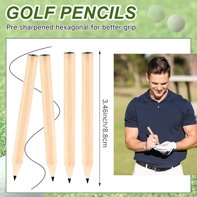 Yexiya Golf Pencils Bulk Half 2 HB 3.5 Pre Sharpened Hexagonal Yellow Wood Mini Pencils for Party Favors Kids School Classroom Office Supplies(500 Pcs)