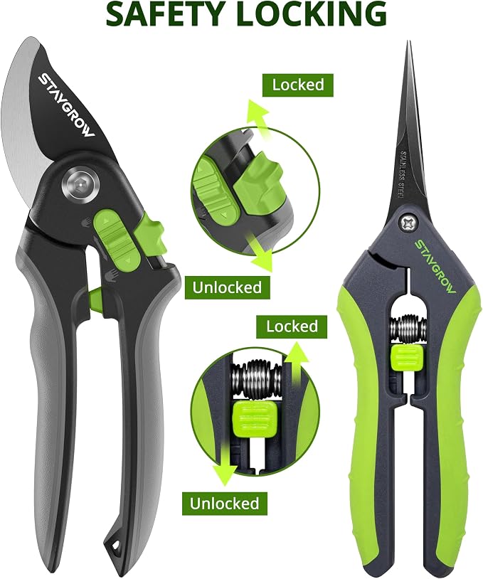 Gardening Scissors, Sharp Plant Trimming Scissors 2 Pack | Stainless Steel Pruning Shears for Precise Cuts Bonsai Clippers,8.5" Bypass Garden Clippers and 6.5" Curved Garden Shears