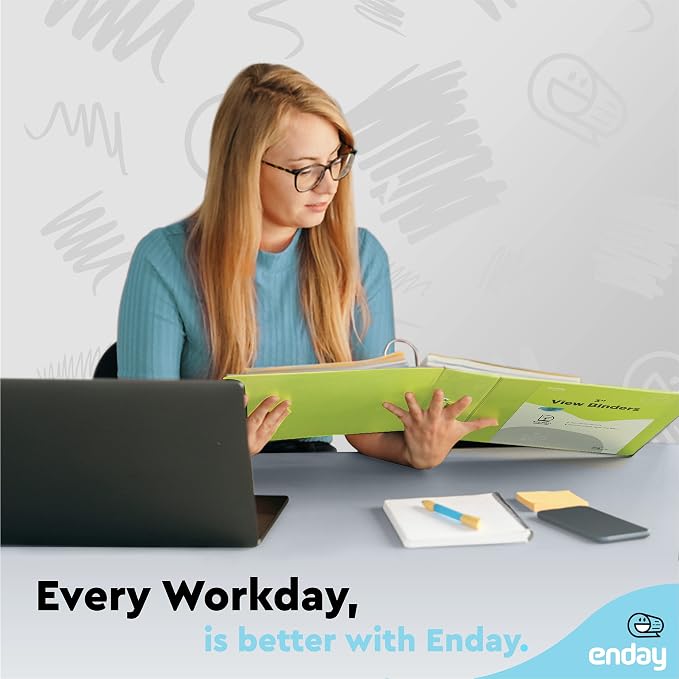 Enday 3 inch Binder (6 Pack - Assorted Colors) 3 Ring Binder 3 inch with Clear View Cover and 2 Inside Pocket - for Letter Size 8.5 x 11'' Paper, Ideal for School Supplies, Office, and Home
