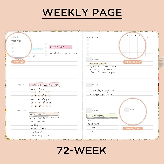 And Per Se Undated Academic Planner, Weekly & Monthly Planner with Goal & Habit Tracker, A5 Hardcover, Wild Flowers