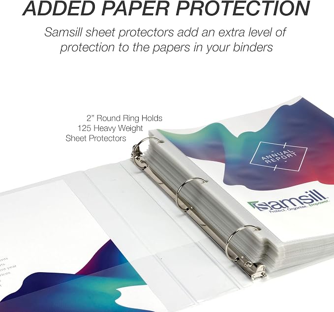 Samsill 4 Pack Durable 2 Inch 3 Ring Binders, Round Ring, Clear View Cover for Presentations, White
