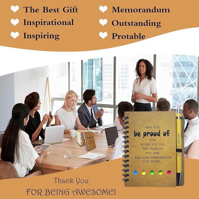 2026 Inspirational Spiral Notebook 50 Sets Portable Employee Appreciation Gifts Bulk Journals with Sticky Note Pen for Teachers Students Friends Colleagues Volunteer Nurse and Family Thank You Gifts