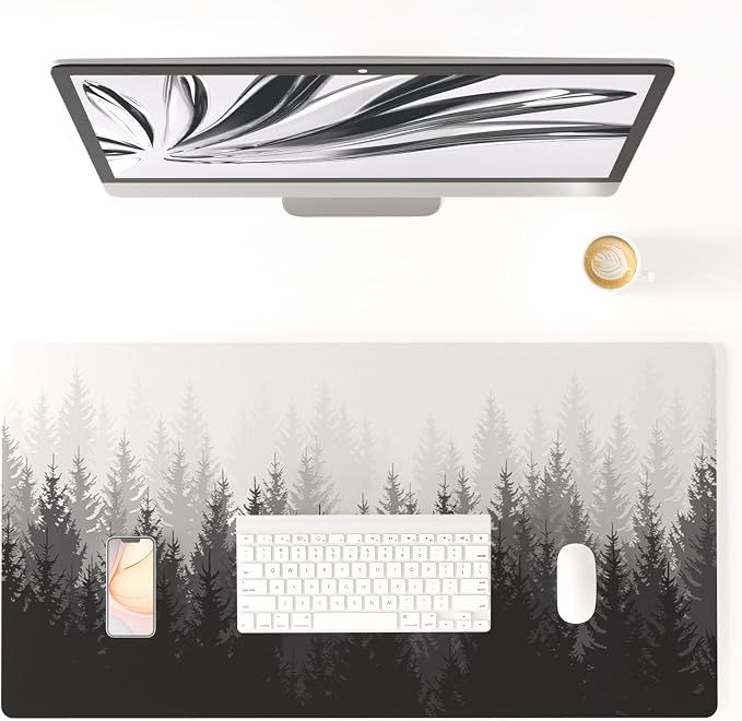 Colorful Star Waterproof Leather Large Dark Forest Desk Pad, 31.5" x 15.7" | Keyboard Desk Mat and Gaming Mouse Pads for Office, Desk Décor Non-Slip Blotter Writing Pad, Desk Accessories for Women Men