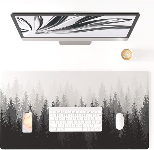 Colorful Star Waterproof Leather Large Dark Forest Desk Pad, 31.5" x 15.7" | Keyboard Desk Mat and Gaming Mouse Pads for Office, Desk Décor Non-Slip Blotter Writing Pad, Desk Accessories for Women Men