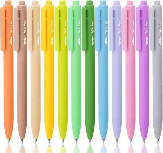 Mr. Pen- Retractable Gel Pens, 12 Pack, Vintage Ink, Fine Point 0.7mm | Fast Dry, Smooth Writing, Cute Pens for Drawing, Writing Planner and School Supplies