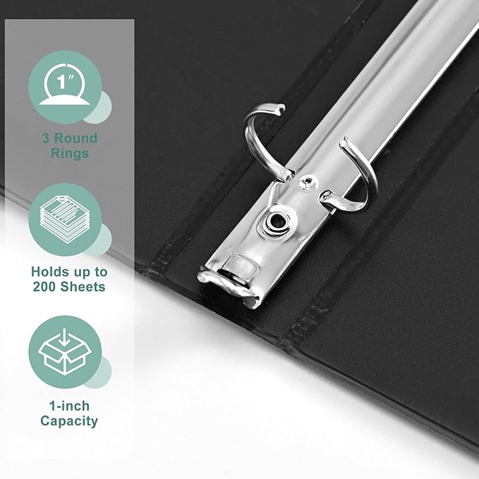 SUIN1-Inch 3-Ring-Binder, Customizable Clear View Cover, for US Letter Size 8-1/2 x 11'', Perfect for Office/School (Black - 12 Packs)