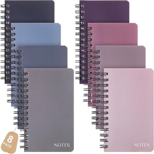 Thboxes 8 Pack Pocket Notebook, 3x5 Small Spiral Notebooks with 60 Sheets/120 Lined Pages Small Notebook Spiral Notepads Mini Note Pads Notebooks for School Office