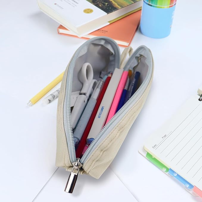 Gloppie Pencil Pouch - Practical Pencil Case, Aesthetic Simple Pencil Bag, Small Pen Holder, Back to School Supplies for Girls Boys, Off White