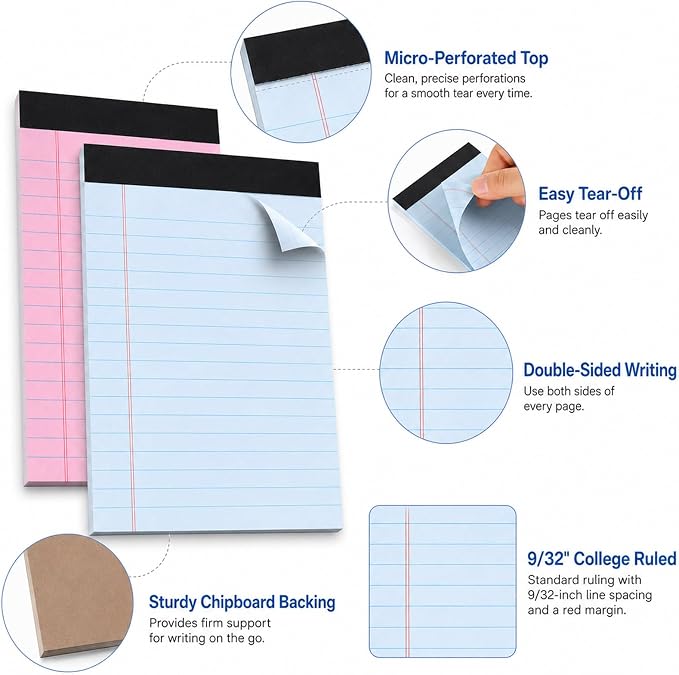 gisgfim 12 PCS 4" x 6" Small Legal Pad College Ruled Lined Mini Legal Pad 80 GSM Muted Pastel Law Memo Pads 30 Sheets Memo & Scratch Pads for Home Office School Work Business To Do List Grocery List