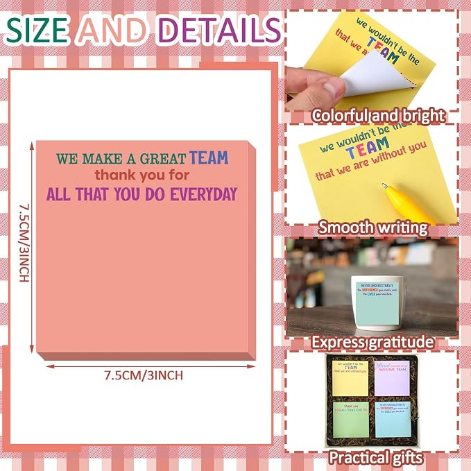 Yinder 24 Pcs Sticky Notes Gifts Bulk,Thank You,Elegant