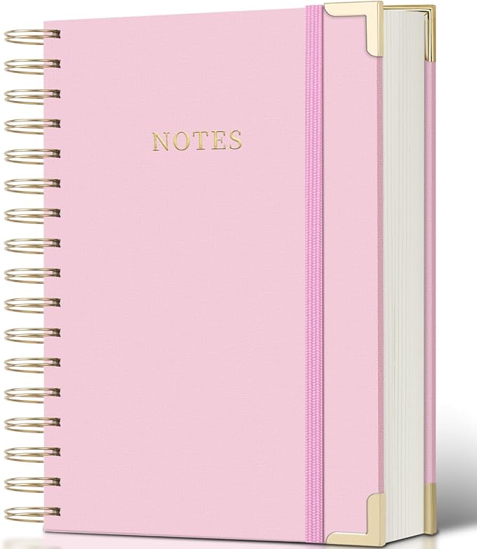 Spiral Notebook Journal, 328 Pages Linen Hardcover College Ruled Notebook, Lined Thick Journals for Women Men, B5 Thick Spiral Journal for Writing, 100GSM Paper, Cute Notebooks for Work School