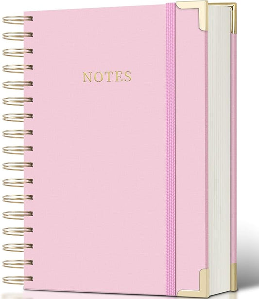 Spiral Notebook Journal, 328 Pages Linen Hardcover College Ruled Notebook, Lined Thick Journals for Women Men, A4 Thick Spiral Journal for Writing, 100GSM Paper, Cute Notebooks for Work School