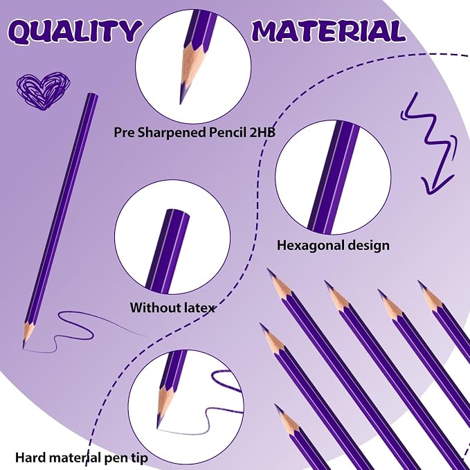 12 Pack Purple Colored Pencils for Kids, Pre-sharpened Art Pencils Back to School Supplies Set, Drawing Sketching Pencils for Students, Teachers, Classroom