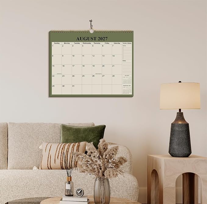 Calendar 2026-2027 - 18 Months Wall Calendar from July 2026 to December 2027, 2026-2027 Wall Hanging Calendar Planner with Thick Paper, 12" x 14.5", Cyan