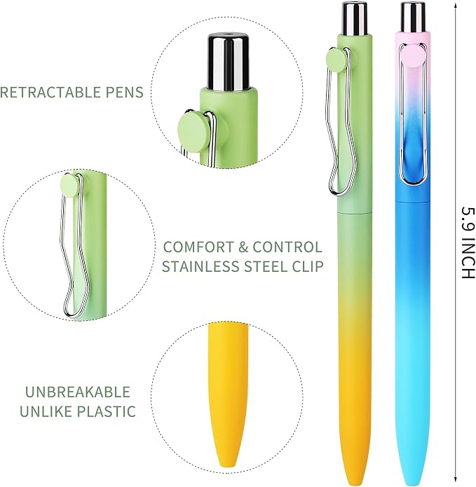 WY WENYUAN Cute Pens, Pastel Ballpoint Pens Bulk, Fine Point Smooth Writing Pens, Colorful Pens, Black Ink 1.0 mm Journaling Pen, Office Supplies for Women & Men, Note Taking