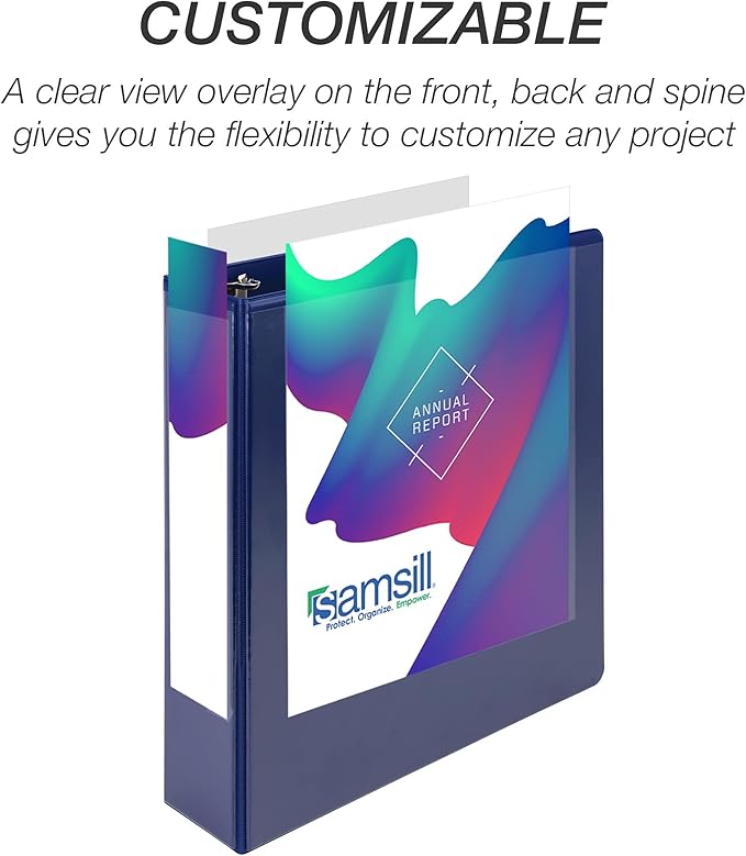 Samsill Durable 2 inch 3 Ring Binder, D Ring Binder, 100% Recycled Chipboard, Blue, 12 Pack