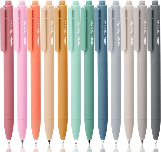 Mr. Pen- Retractable Gel Pens, 12 Pack, Assorted Color Ink | Fine Point 0.5 mm, Fast Dry, Smooth Writing, Cute Gel Ink Pens for Drawing, Writing Planner and School Supplies