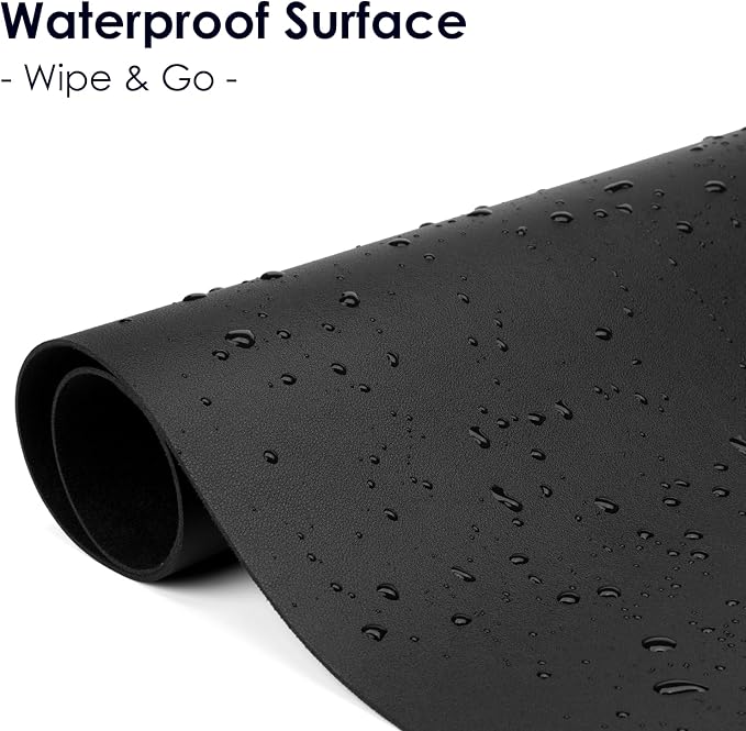 Leather Desk Pad Protector, Waterproof Mouse Pad, PU Desk Mat, Office Desk Cover, Desk Writing Mat for Office/Home/Work/Cubicle (Black) 35.4x17 in