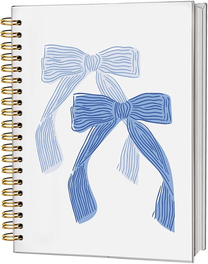 Bow Notebook Journal, Retro Coquette Bowknot Bow Spiral Notebook, Coastal Granddaughter Aesthetic College Ruled Hardcover Spiral Notebook Journal for Work Notes Journaling 5.5x8.3