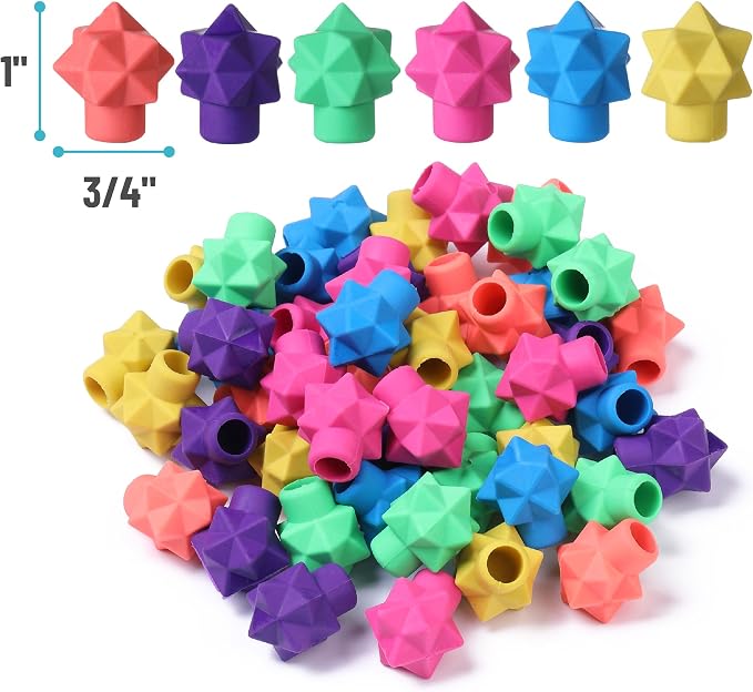 Mr. Pen- Pencil Top Erasers, 48 Pack, Vibrant Colors, Latex-Free | No-Smudge Cap Pencil Erasers for Precise Erasing, Kids, Teachers, Studying Supplies