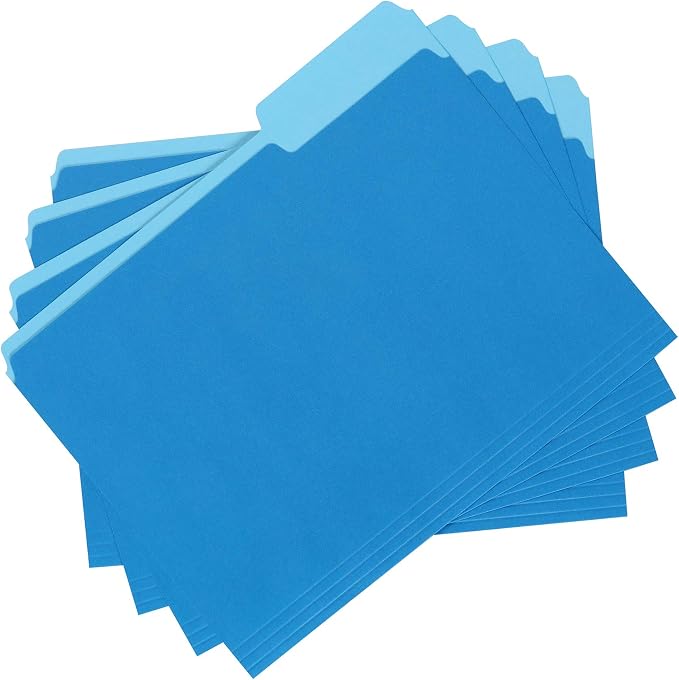 Amazon Basics File Folders for Organization,Letter Size,1/3 Cut Tab,Sturdy with Tabs for Organizing and Filing,Blue,(Pack of 360)