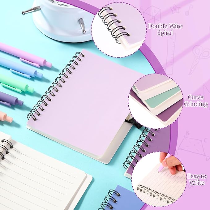 Resurhang 15 Sets Small Notebook Journal with Pen Bulk 4.5 * 5.5 Inch Pocket Size Spiral Lined Notepad for Women Men 100 Pages Notebook Employee Appreciation Gift for Work Study (Morandi)