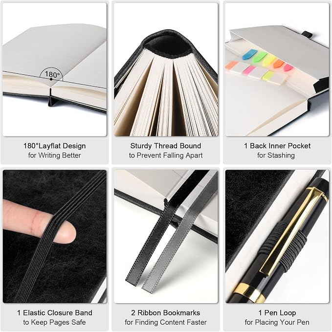 College Ruled Notebook 8.5" x 11", 312 Numbered Pages Lined Leather Journal | Extra-Thick with 2X Writing Space, 100gsm No Bleed Paper, Hardcover, Lay-Flat, for Work, School, Meeting Notes & Journaling