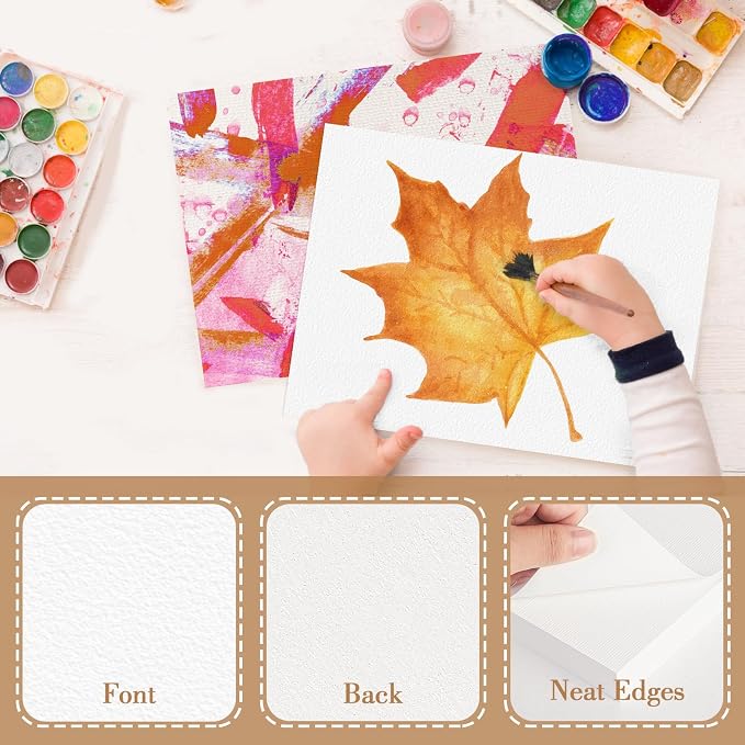50PCS 9x6 Watercolor Paper Bulk, 140lb/300g Cold Press Thick Water Color Paper Pad for Child Adult, White Art Paper for Drawing Painting Markers Gouache, Textured Cotton Paper Sheets