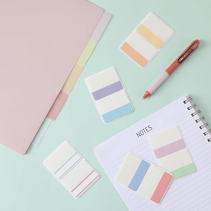 Mr. Pen- Sticky Index Tabs, 500 pcs, 21 Sets, Pastel | Writable Colored Page Markers for Reading Notes, Books, Binders, Notebook, Folders and Classify Files, Water-Resistant
